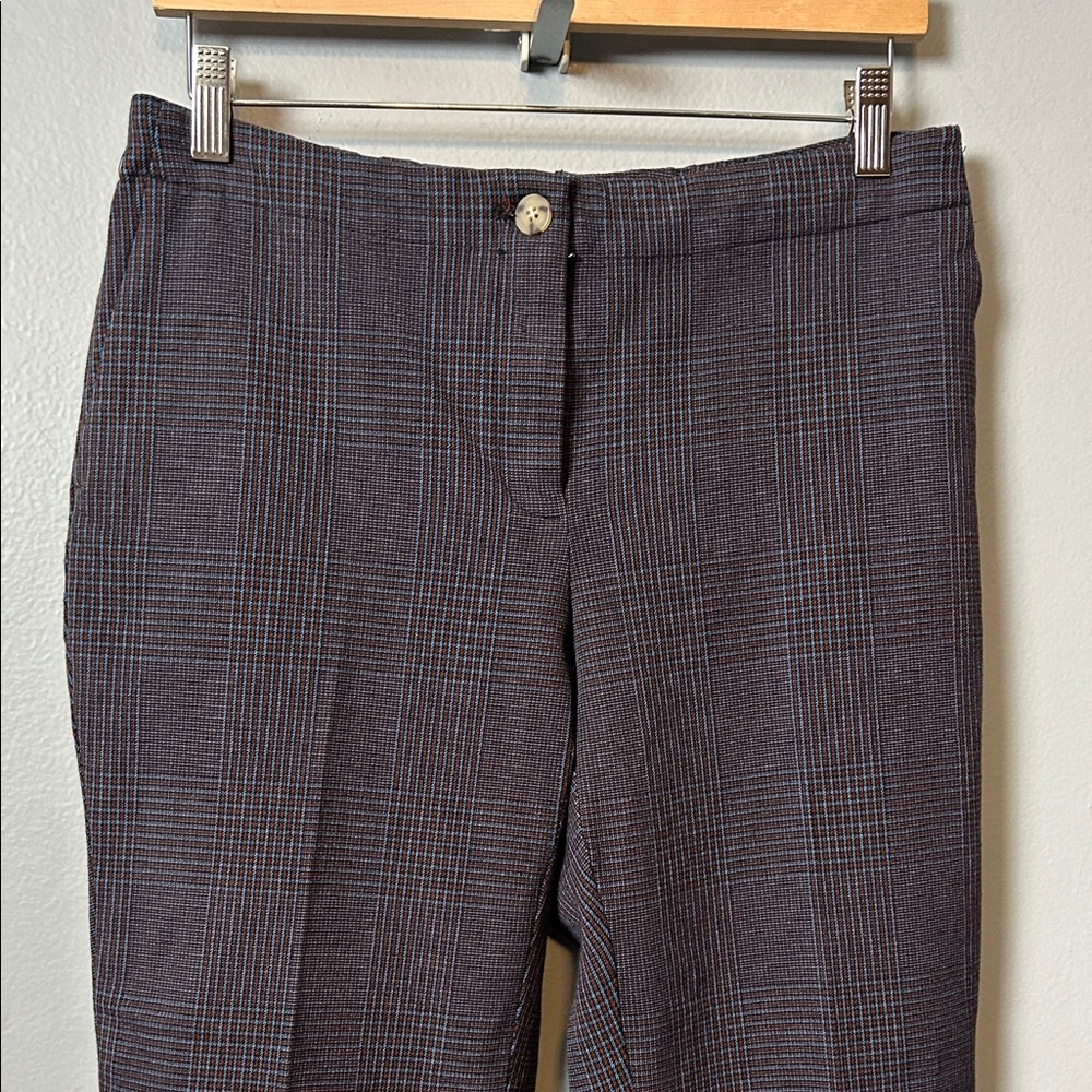 J. Jill Purple and Blue small Plaid Trousers size 8P elastic band straight leg